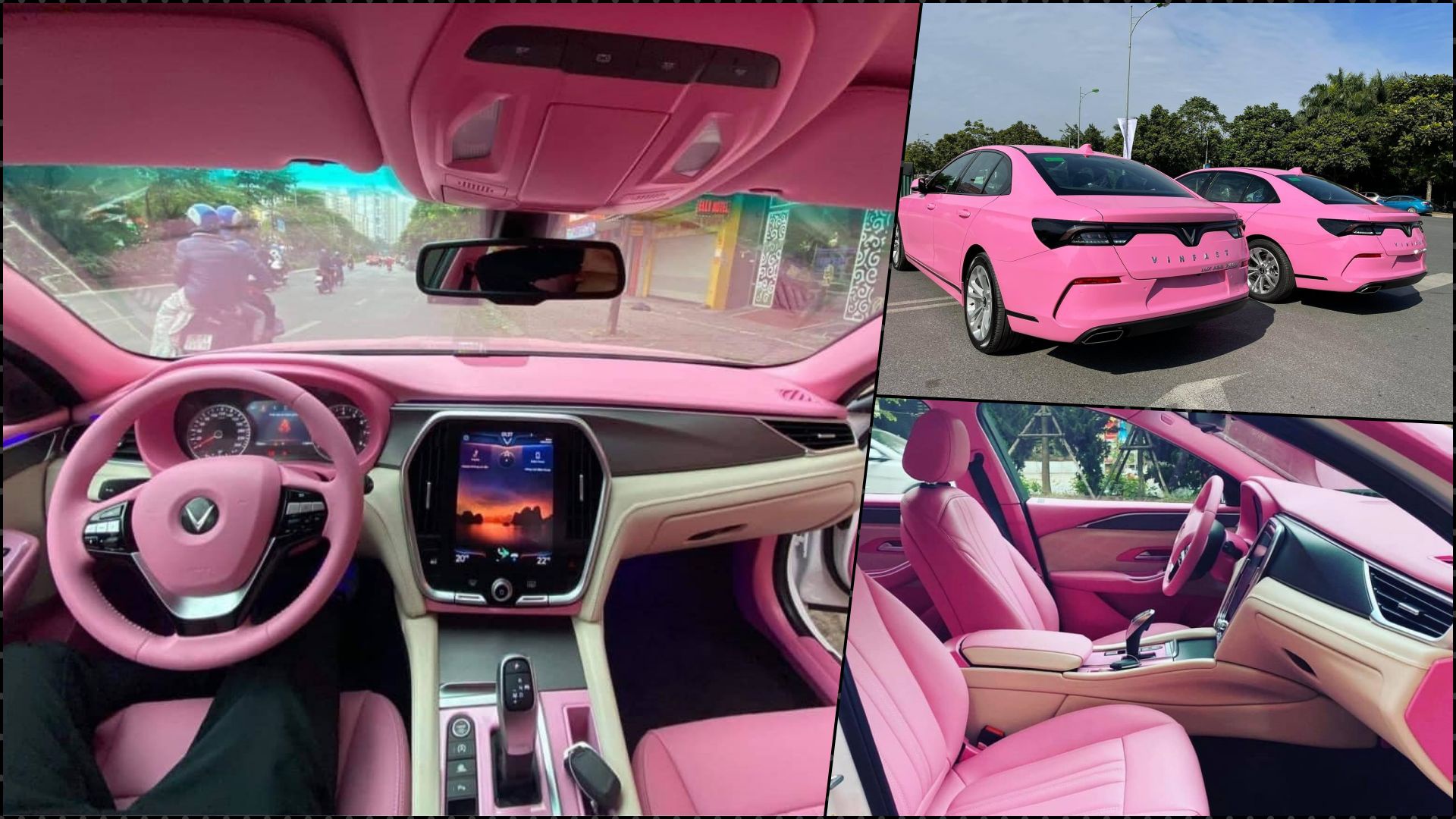 Chiếc ô tô Vinfast màu hồng rực rỡ